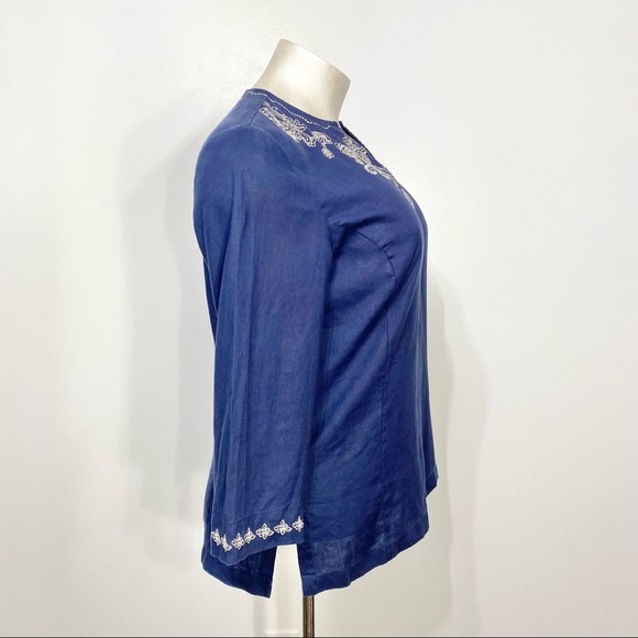 Peck & Peck Weekend 100% Linen Embroidered Tunic - Picture 3 of 7